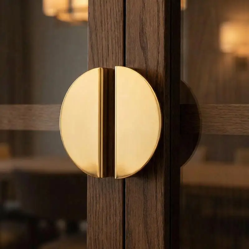 Cabinet Door Semicircle Handle Split Cabinet Shoe Cabinet Door Handle Aluminum Alloy Exposed Gold Round Furniture Door Handle