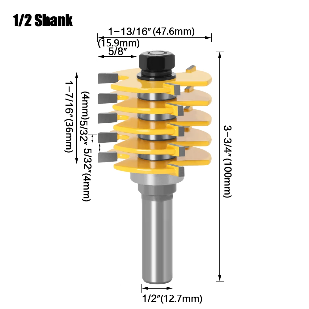 1pc Box Joint Router Bit - Adjustable 5 Blade - 3 Flute - 8\