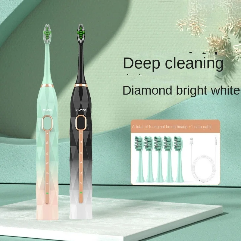 

Smart Sonic Waterproof Electric Toothbrush with USB Charging Soft-Bristle Brush Head Sonic Whitening Replaceable Brush Heads
