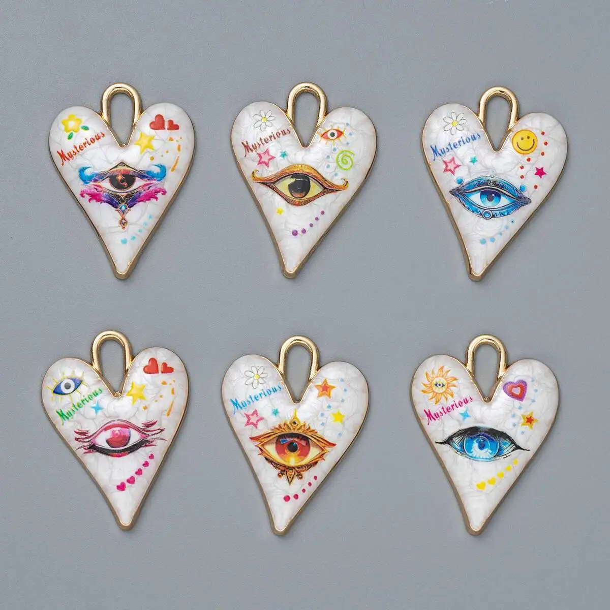 6pcs Color Devil\'s Eye Graffiti Jewelry For Jewelry Making Enamel Pendants DIY Earrings Necklace Bracelet Jewelry Accessories