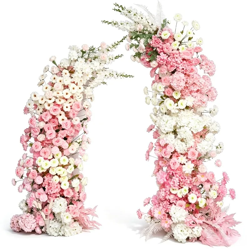 Modern minimalist artificial wedding flower arch plastic pink wedding background flower arrangement