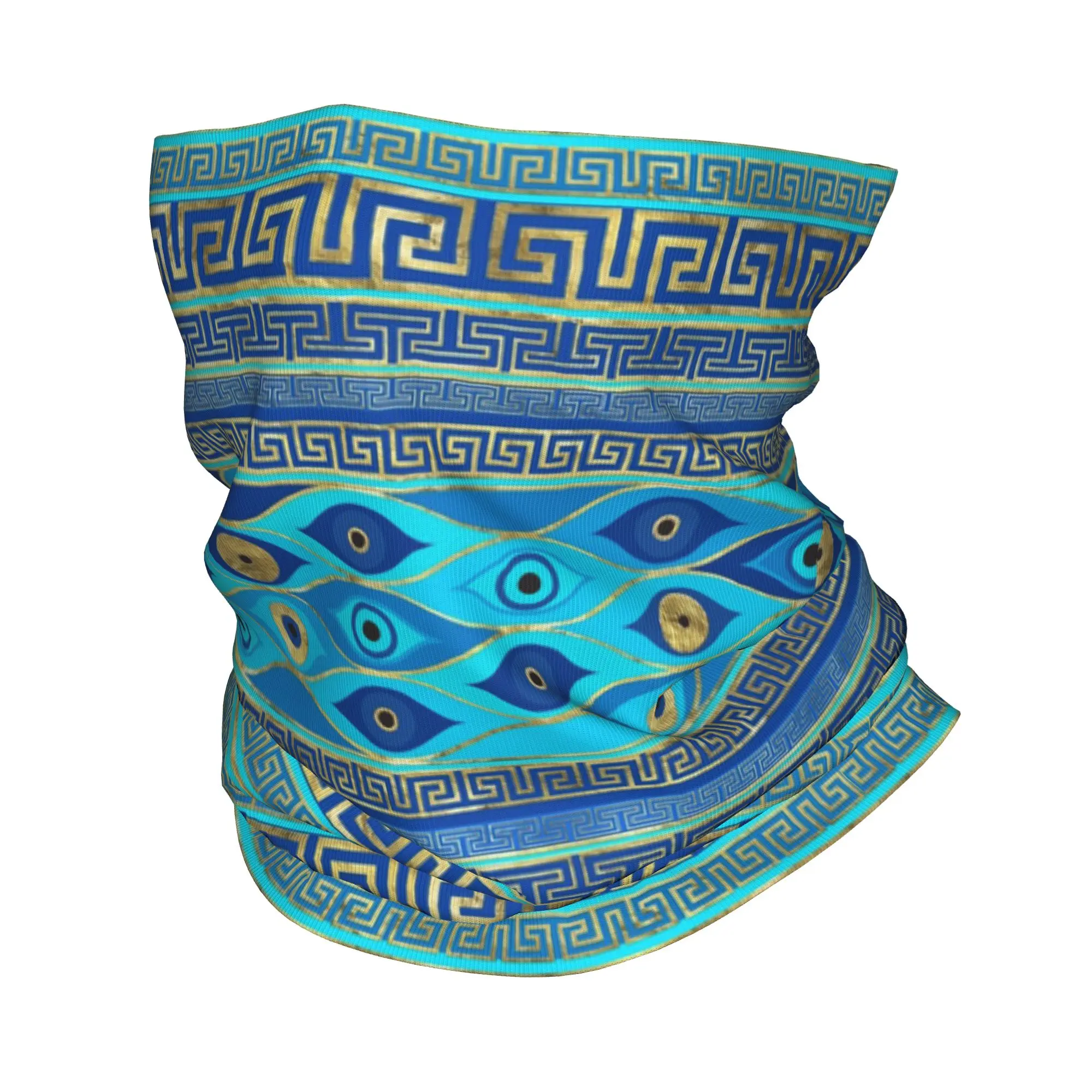 Greek Evil Eye and Greek Key ornament Bandana Neck Gaiter Printed Mask Scarf Multifunction Headwear Cycling Unisex Adult