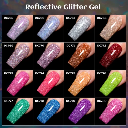 Imagen 2 del producto Esmalte de uñas en Gel reflectante, color champán, dorado y plateado, brillante, rosa y rojo, suministros para uñas, barniz de Gel semipermanente, 7ml