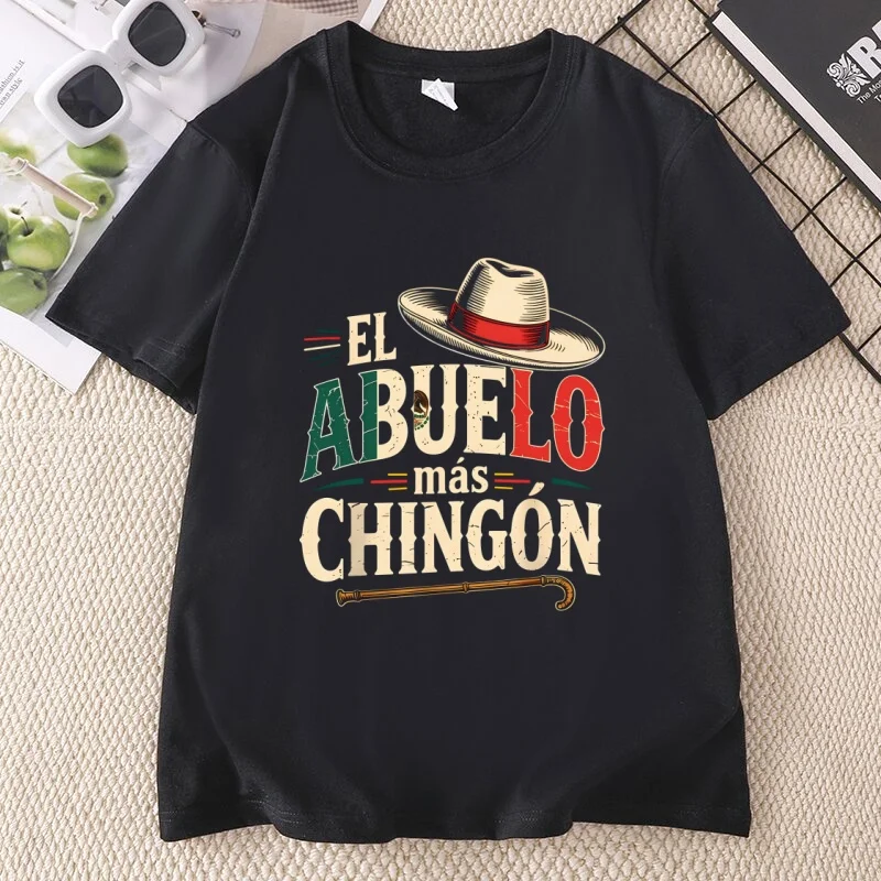El Abuelo Mas Mexican Flag Dad t-Shirts Latina Father's day t Shirts cotton short sleeve round neck printed tshirts man clothing