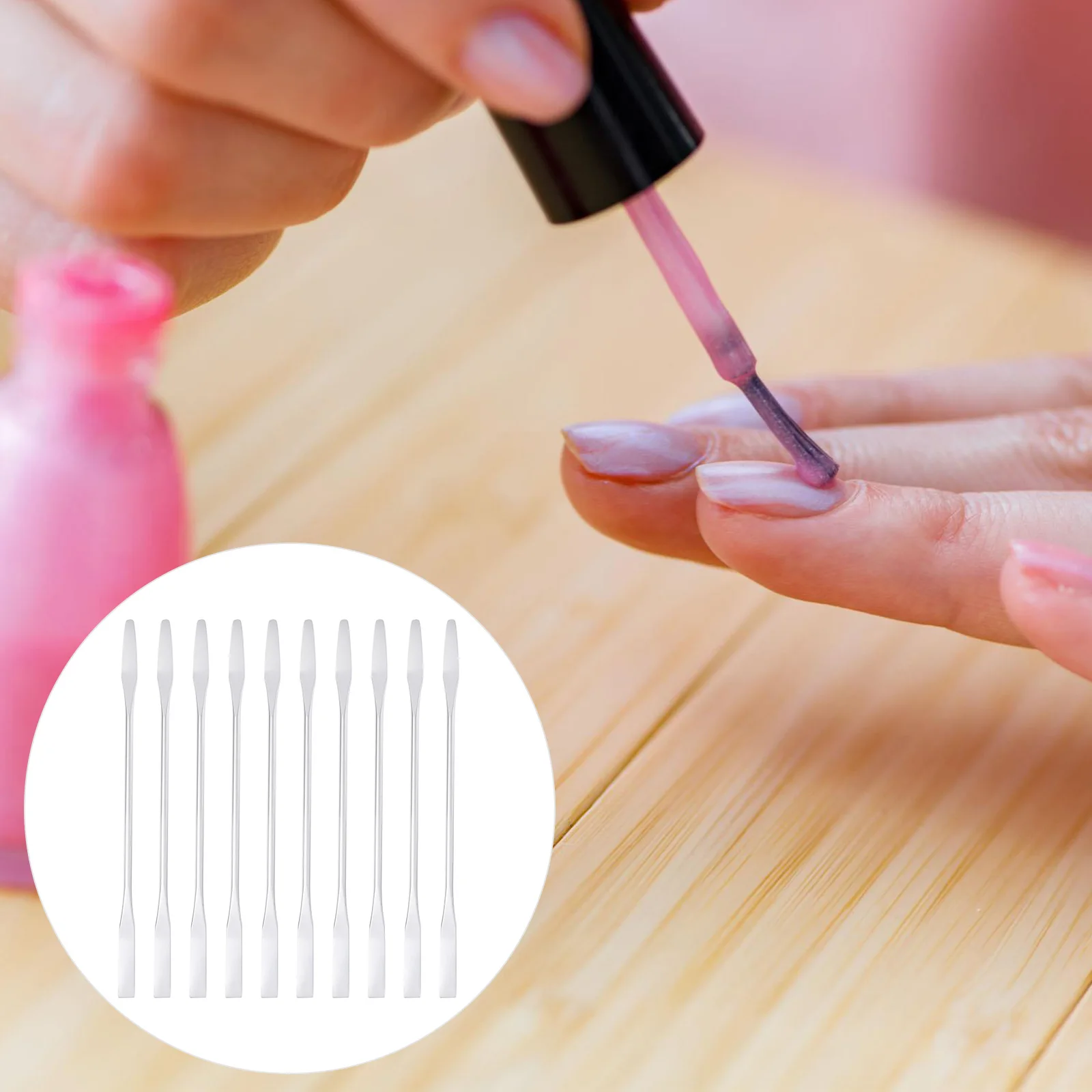 

10Pcs Makeup Spatula Tool Stainless Steel Cosmetics Stirring Rod Smooth Flat Texture for Nail Art Manicure Mixing Scoop Sanitary