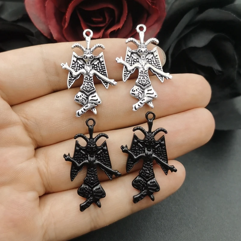 5pcs 3D Gothic Baphomet Pendants,Satan Charm,Satanic Imprint, Lucifer,Suitable Halloween For DIY Handmade Jewelry Accessories