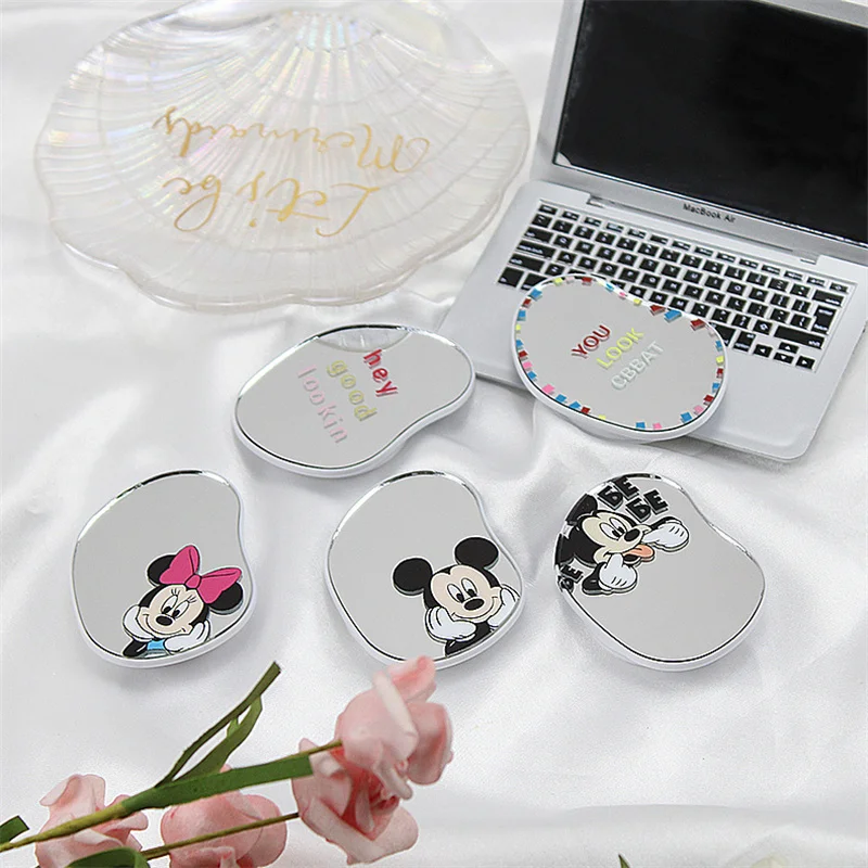 Disney Anime Mickey Mouse Mobile Phone Holder Kawaii MInnie Mouse Mirror Retractable Foldable Phone Holder Cartoon Gifts