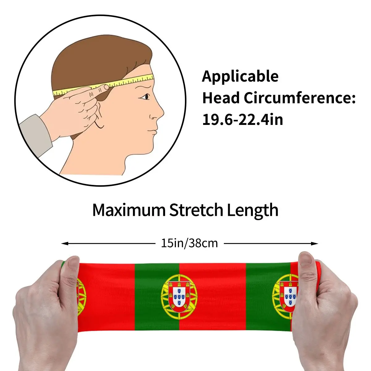 Flag Of Portugal Elastic Hair Band Yoga Headband Makeup Hair Hoop Headwrap