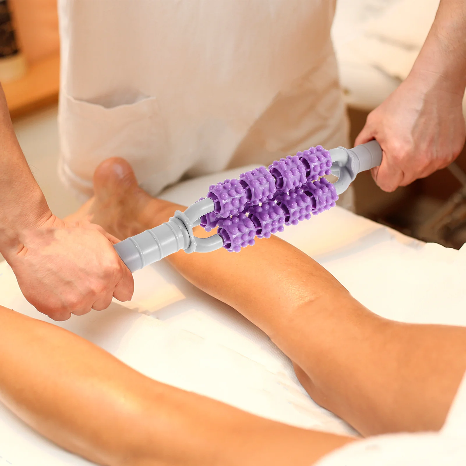 

Portable Massage Roller Stick for Muscles Relieves Soreness in Leg Back Neck Shoulder Ergonomic Design for Yoga Fitness and