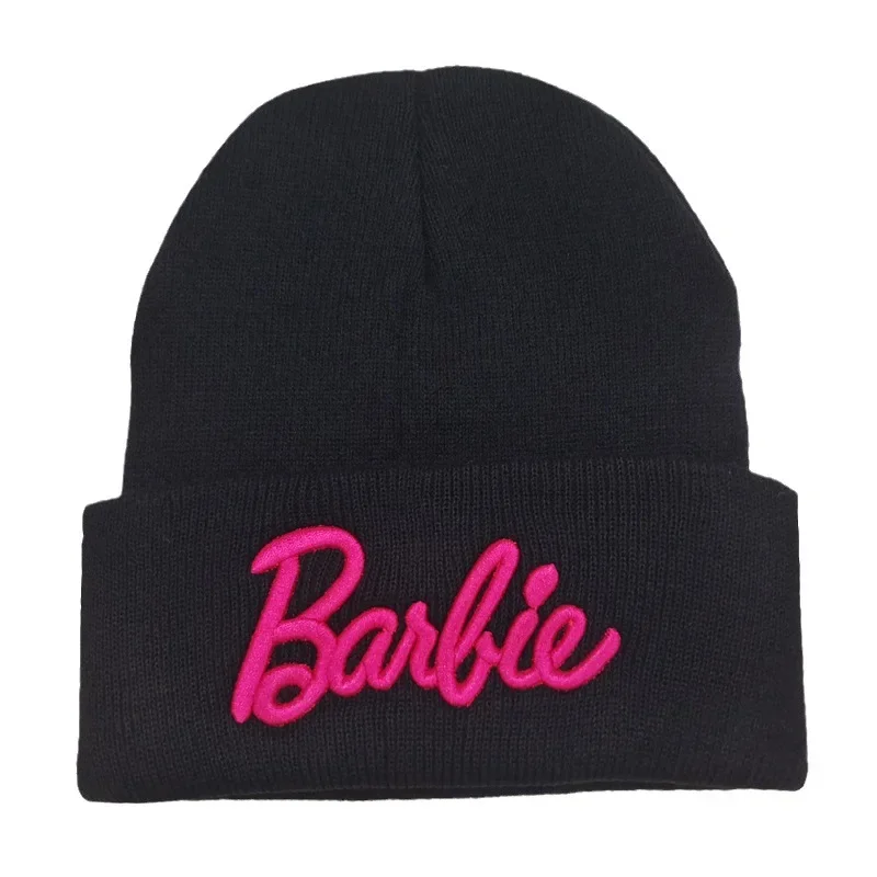 Barbie Anime Embroidery Knitted Hat Kawaiik Fashion Girls Boys Casual Warm Beauty Beanie Cap Autumn Winter Woolen Hats Gifts