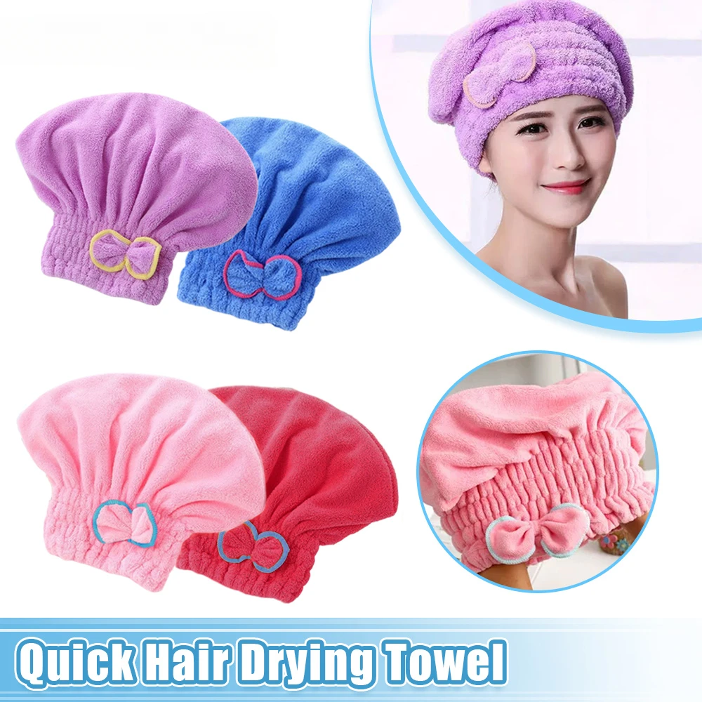 

Microfibre Bowknot Wrap Towel Quick Hair Drying Bath Towels Coral Velvet Dry Hair Cap Soft Shower Cap Bathroom Accessories