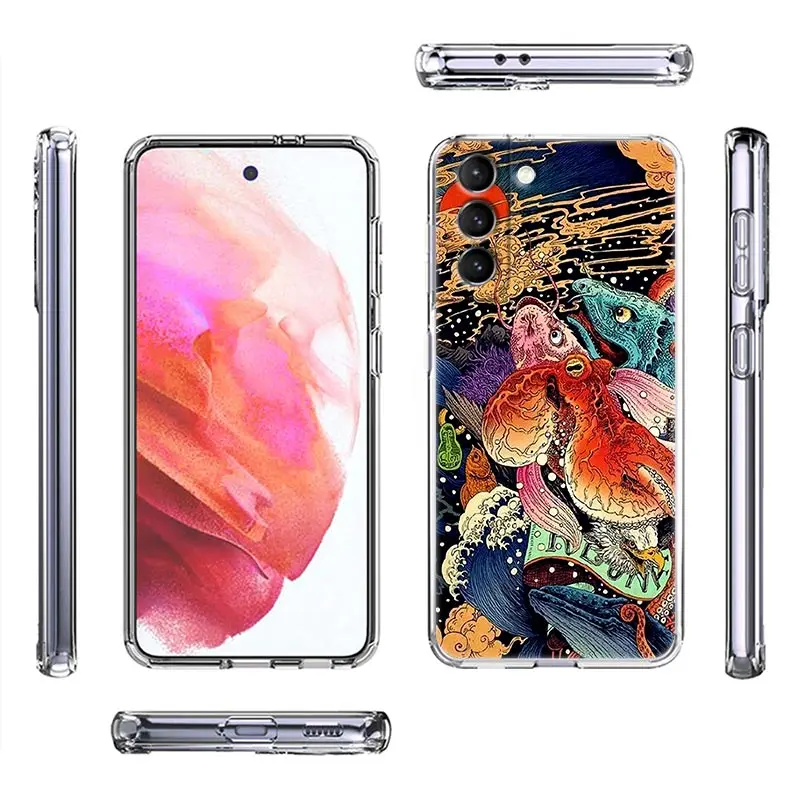 Japan Ukiyo-e Style Painting Funda For Samsung S24 S23 S22 Ultra 5G Case For Galaxy S21 S20 FE Case S22 S23 Plus S10 Clear Cover