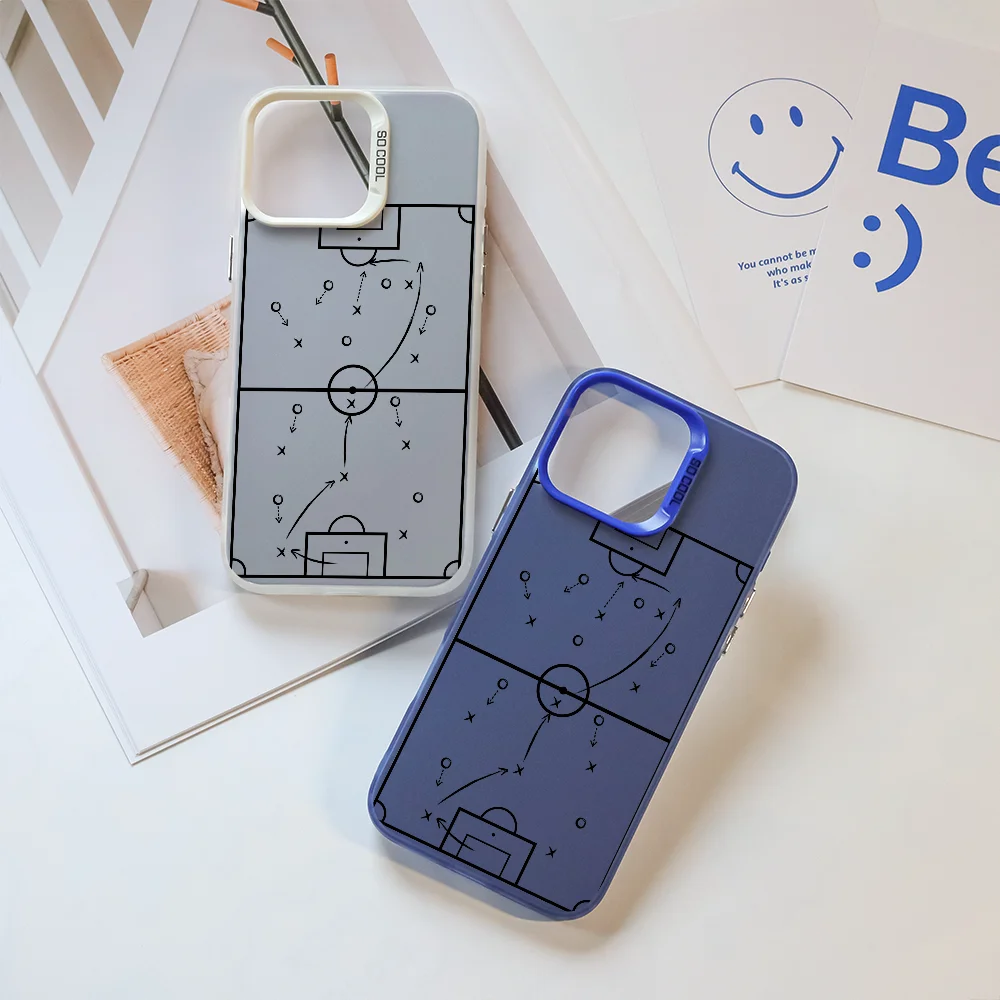 

Football Tactics Board Phone Case For iPhone 16 Pro Max 15 14 13 12 11 Plus Aurora Laser Shockproof Funda Anti Fall Matte Back