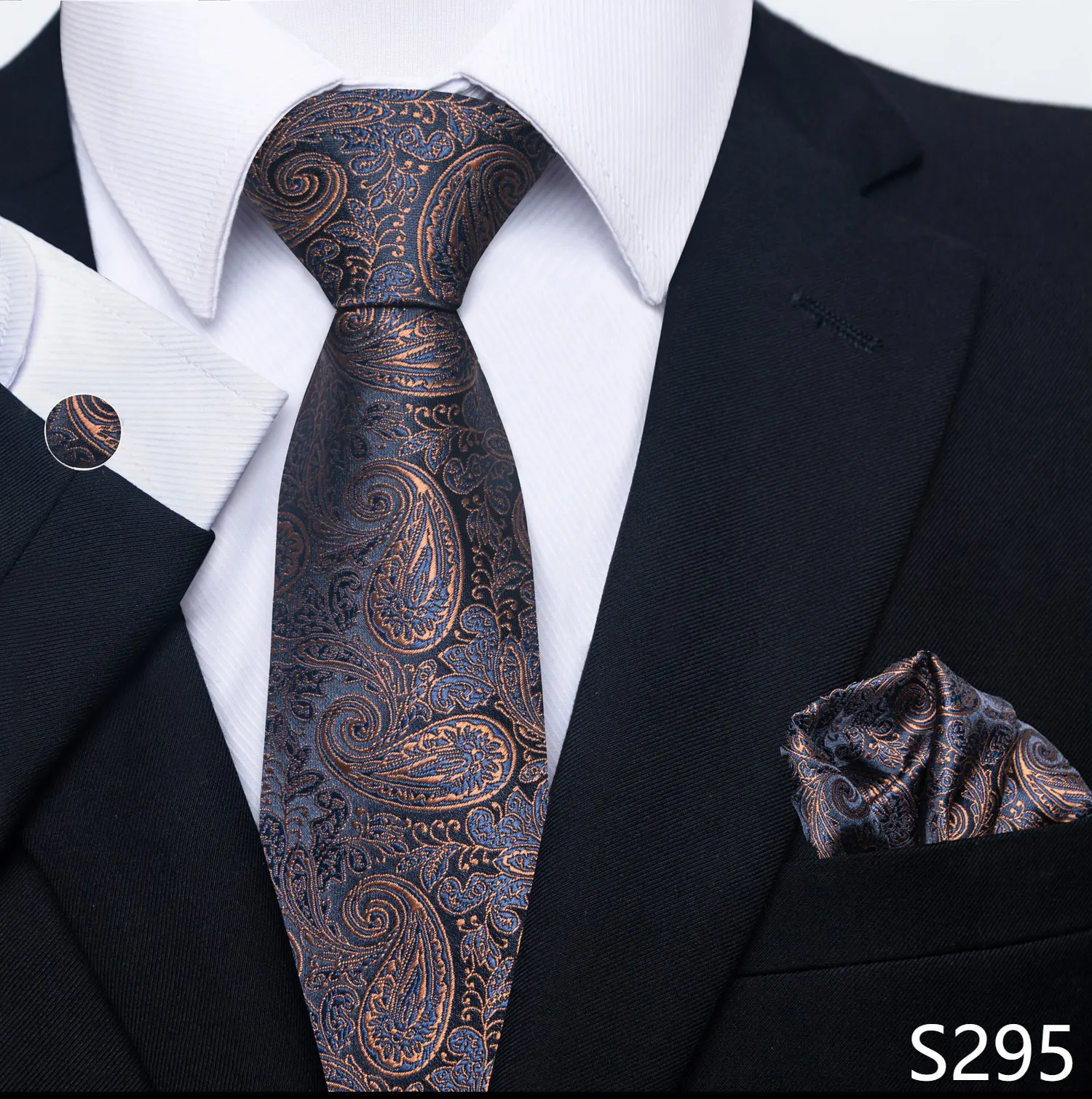 Marke Classic 8 cm graue karierte Krawatte Einstecktücher Manschettenknöpfe Set Hochzeitsgeschenk Krawatte Kleidung Accessoires Fit Business – Detail 20