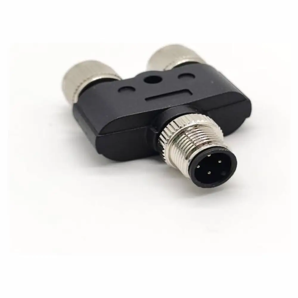 5pcs M12 Y Connector 4 Pin Male to Female A Code Unshiled Adapter Waterproof Female to Male 4 Pin M12 Waterproof Connector (5)