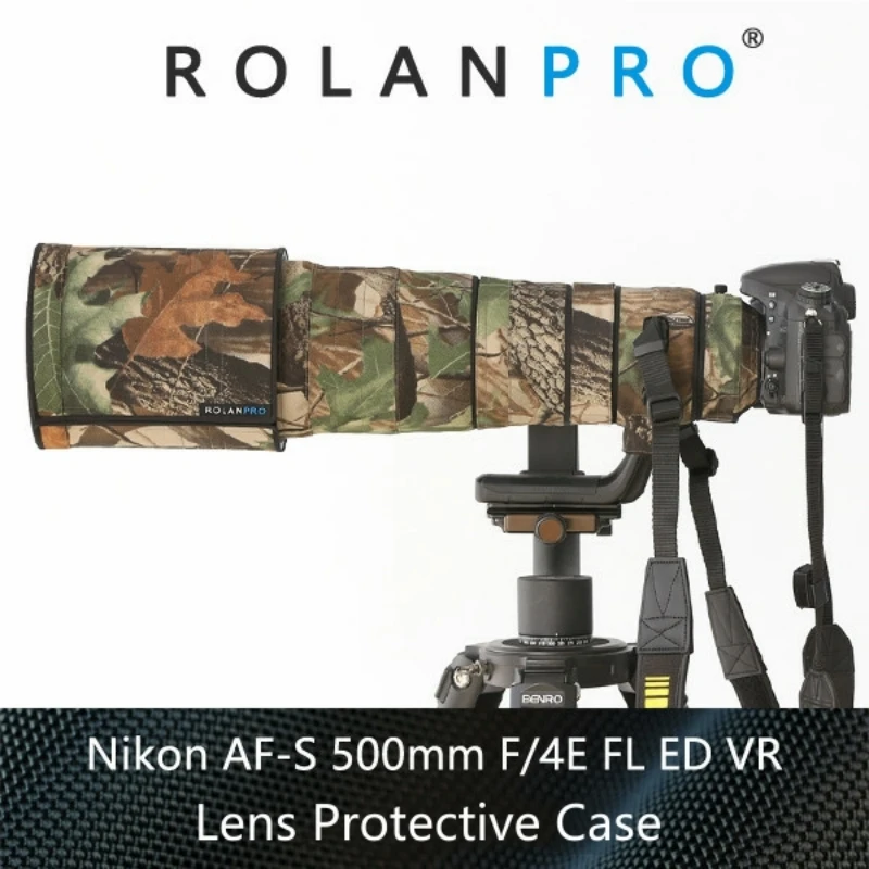 

ROLANPRO Lens Camouflage Coat Rain Cover for Nikon AF-S 500mm F/4E FL ED VR Lens Protective Case lens cap For Nikon SLR camera