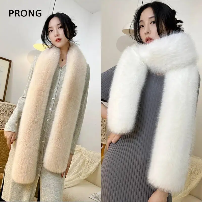 

180CM Extra Long Faux Fox Fur Scarf Women Luxury Furry Scarves Winter Plush Neck Warmer Scarf Fashion Girls Fluffy Shawls Wraps