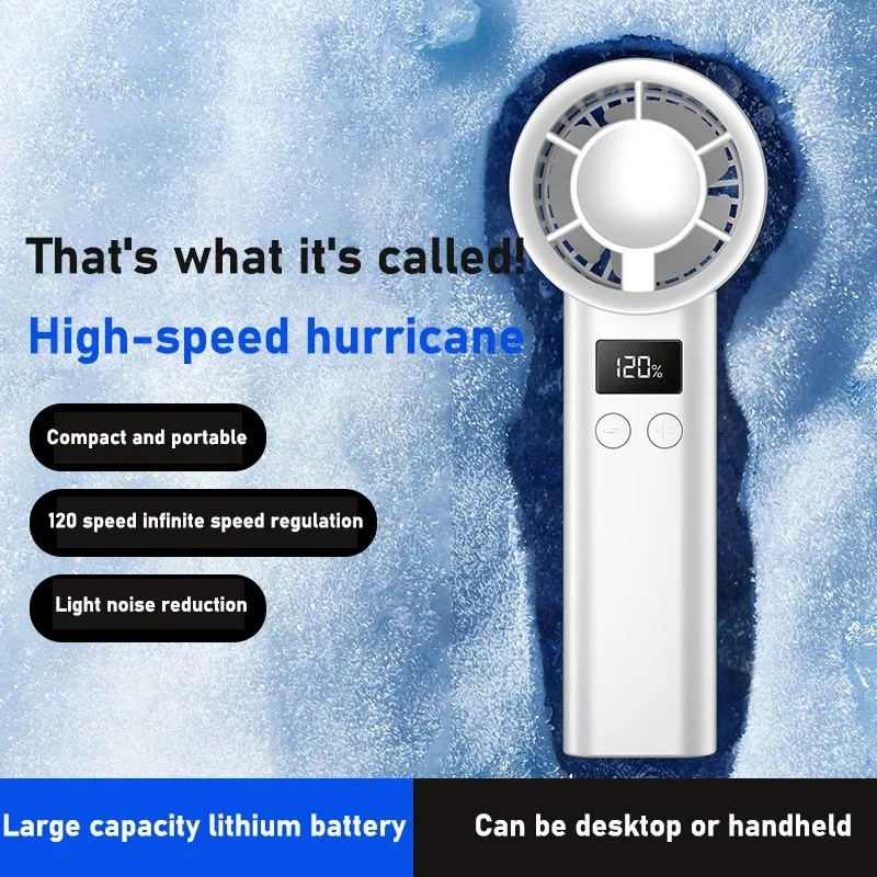 120 Wind Speeds Bladeless Portable Hand Fan USB Rechargeable Mini Handheld High-Speed Personal Fan for Eyelash Makeup