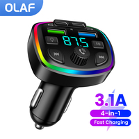 4 in 1 Car Charger FM Transmitter Bluetooth 5.0 PD Type-C Dual USB Car Cigarette Lighter Adapter Car MP3 Player with Hands-free