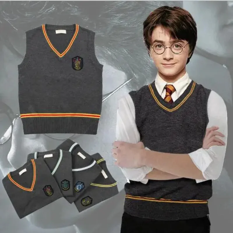 Hermione Sweater Cosplay Sweater Costume with Tie Waistcoat Cosplay All-match Daily Clothes