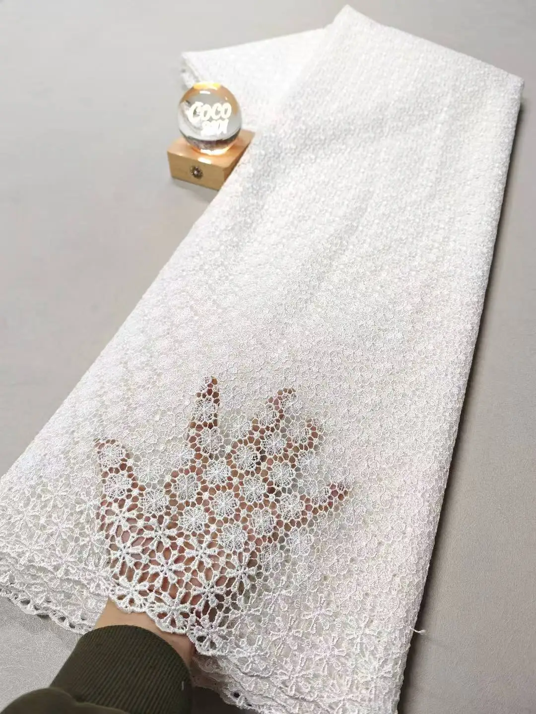 

African Nigerian 2026 High Quality Embroidery Lace Fabric Water Soluble Tulle Wedding Party Dress Guipure Sequins 5Yards XL164