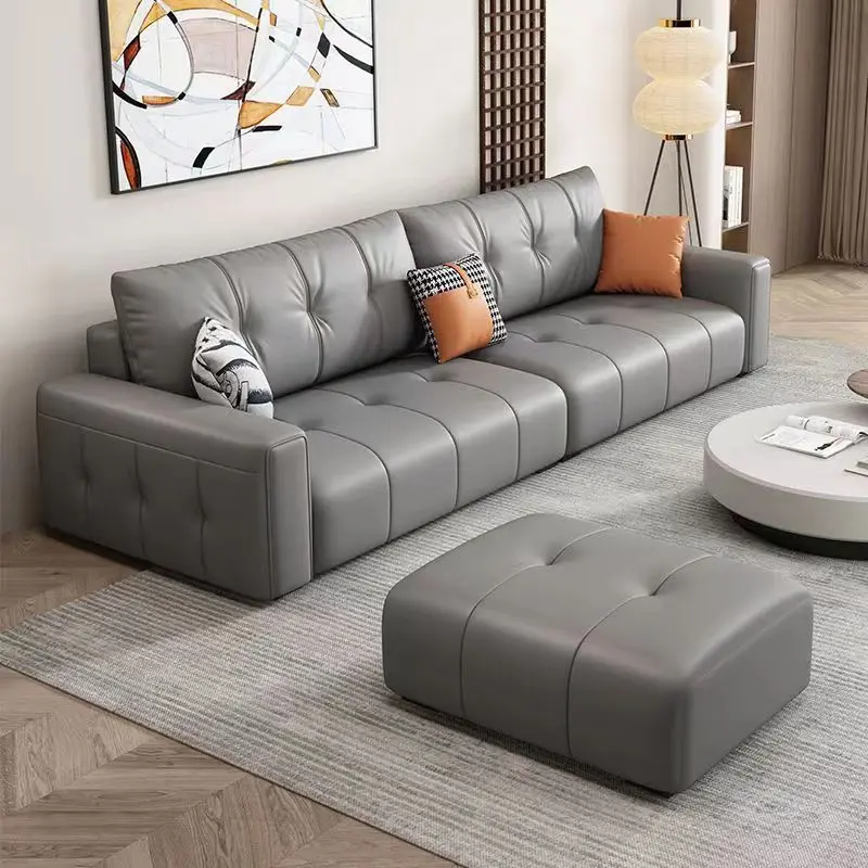 Italian Minimalist Living Room Sofa Modern Simple Cream Style Wear-resistant Leather Office Sofa Luxury Office Furniture LBSF