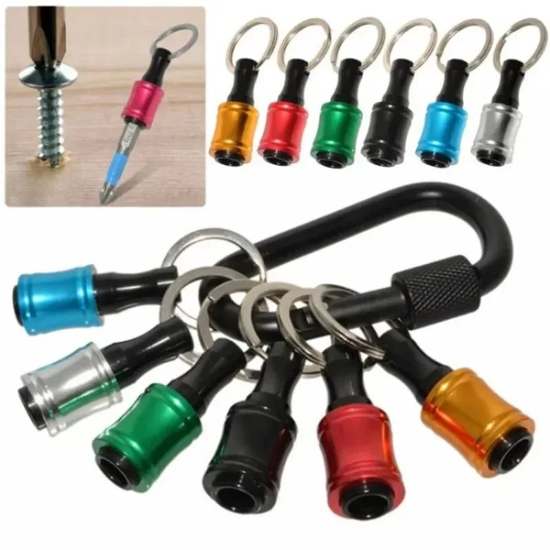 

Stainless Steel Portable Quick Hanger Batch Head Storage Key Chain Hexagonal Hand Tools Parts Six Colors Sleeve Pendant Set