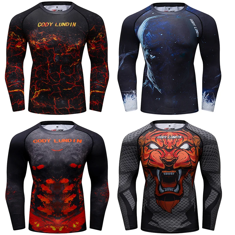 Tani Bjj MMA Rashguard Jujitsu T-shirt męski ochraniacz na wysypkę z długim rękawem sublimacyjny koszulka kompresyjna odzież do ćwiczeń sportowy