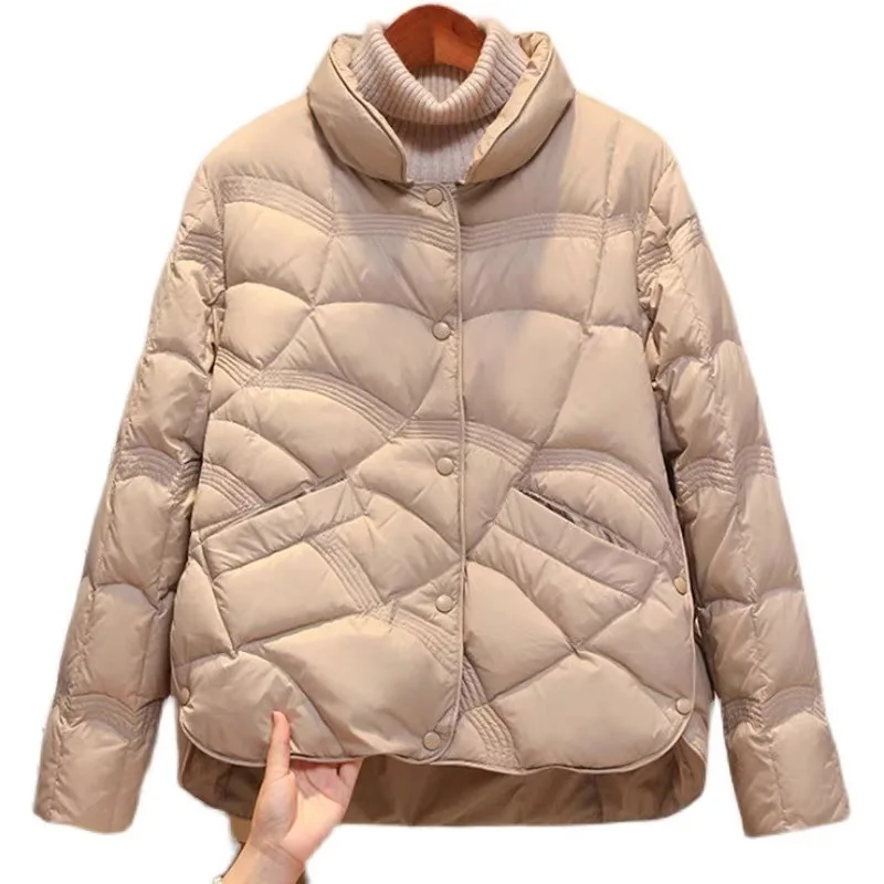 Xiangyun fashion stand collar women's down jacket fashion short large size high-end popular women's white duck down jacket