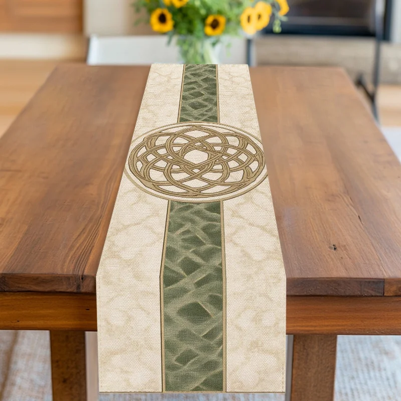 St. Patrick's Day Knotwork Striped Table Runner – Festive Dining Decor for Home Kitchen & Restaurant