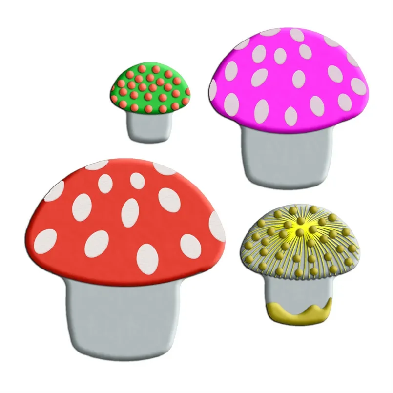 Four Specifications Cartoon Fungal Food Big-headed Mushrooms,Plastic Mold,Cake Fondant Tools,Cookie Sushi and Fruits Cutters