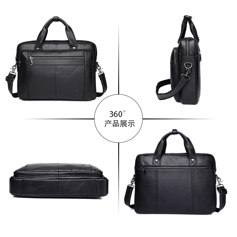 New Luxury Cow Genuine Leather Business Men's Briefcase Male Briefcase Shoulder Bag Men Messenger Laptop Computer Bag 16 Inch