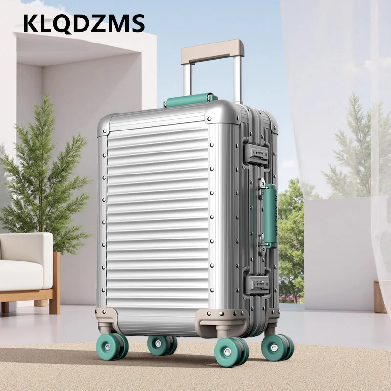 KLQDZMS BLuggage High Quality All Aluminum Magnesium Alloy Boarding Box Men's Business Trolley Case 20