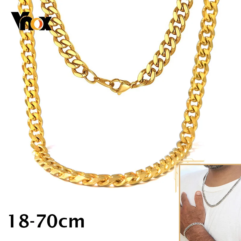 Vnox Thick Miami Cuban Chain Necklace for Men Women Stainless Steel Metal Curb Links Unisex Chokers Long Sweater Chain 3-11mm