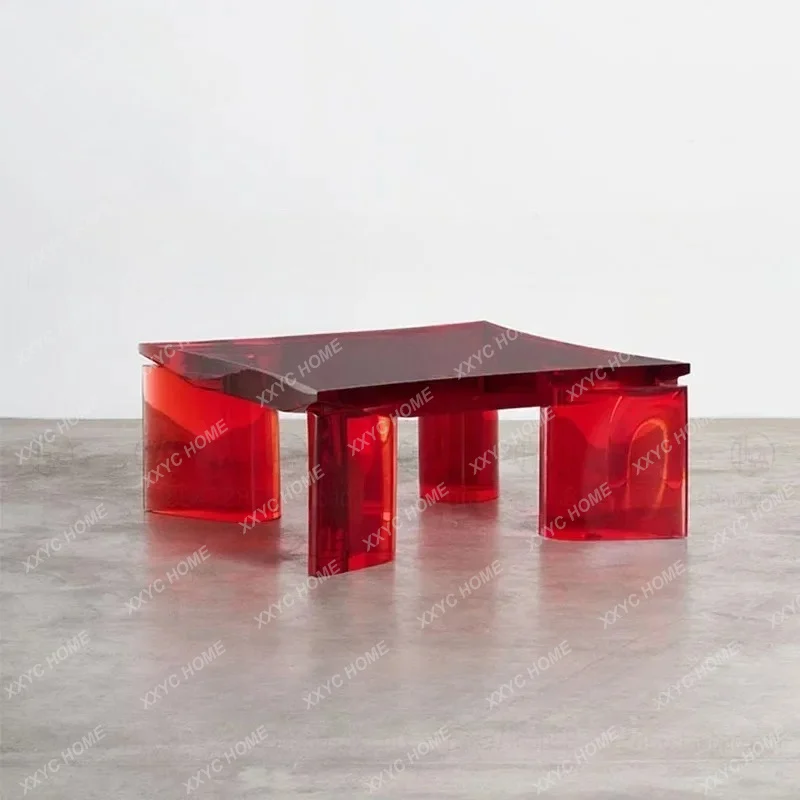 Acrylic transparent coffee table large apartment living room tea table creative square coffee table