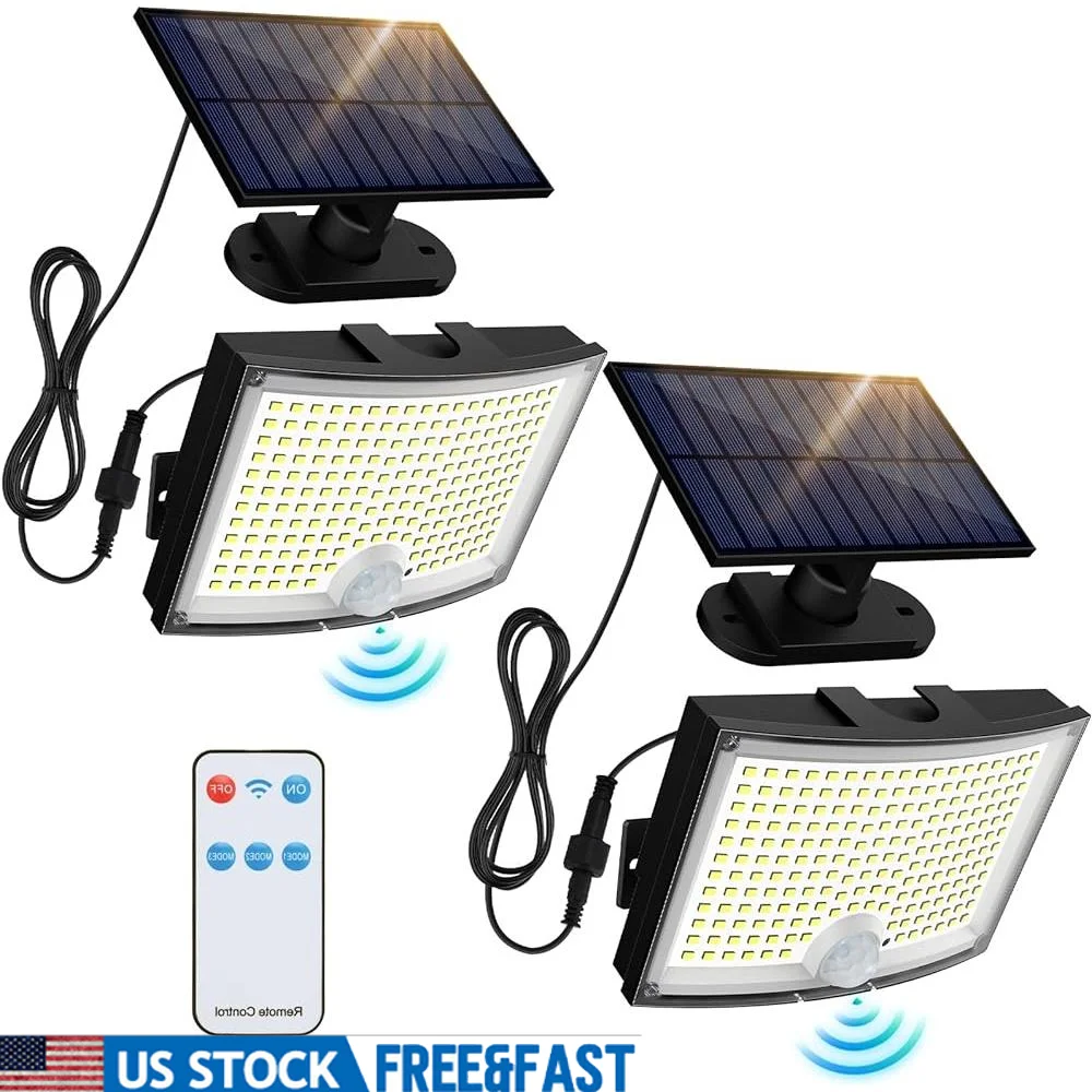 

Solar Outdoor Flood Lights 3500LM LED Motion Sensor Remote Control 3 Modes Waterproof Solar Panel 16.4ft Cable Garden Garage