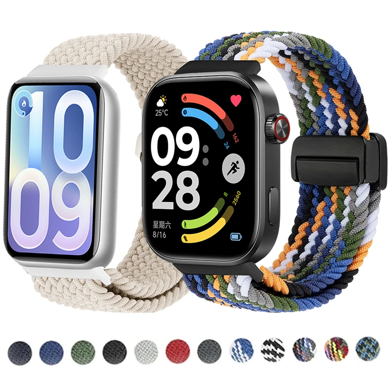 Magnetisches geflochtenes Nylon-Schlaufenband für Xiaomi Miband 10Pro 9Pro 8Pro, verstellbares Sportarmband für Redmi Watch 6 5 4.