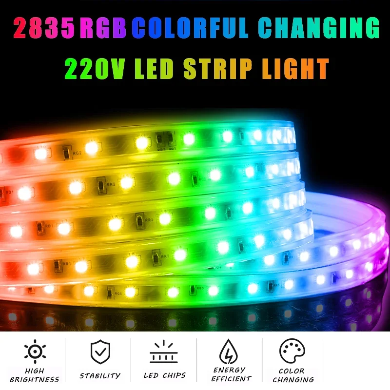 RGB 무선 LED 스트립 라이트, 고전압, 110V, 220V, 2835, IP65 방수, RGB 색상 변경, LED 스트라이프, 인기 판매