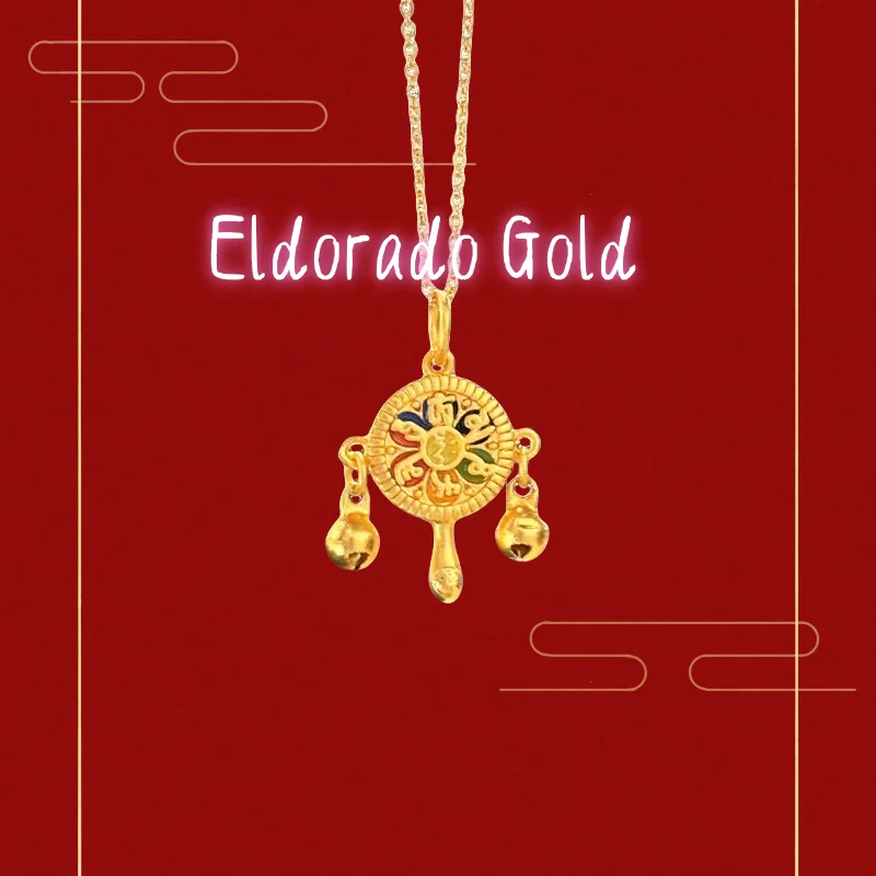 

Real gold 999 enamel drum baby pendant with design sense, enamel bell pendant necklace wholesaleValentine's Day gifts for coupl