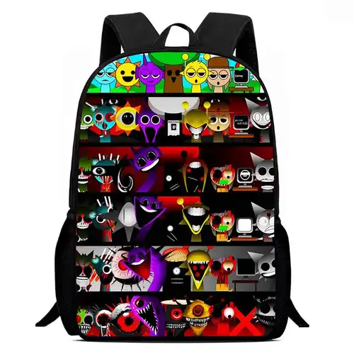 Imagen 1 del producto Mochilas de dibujos animados de juego Sprunki para niños y niñas, bolsa de libros para estudiantes, mochilas escolares para niños, mochila de almacenamiento para acampar de gran capacidad