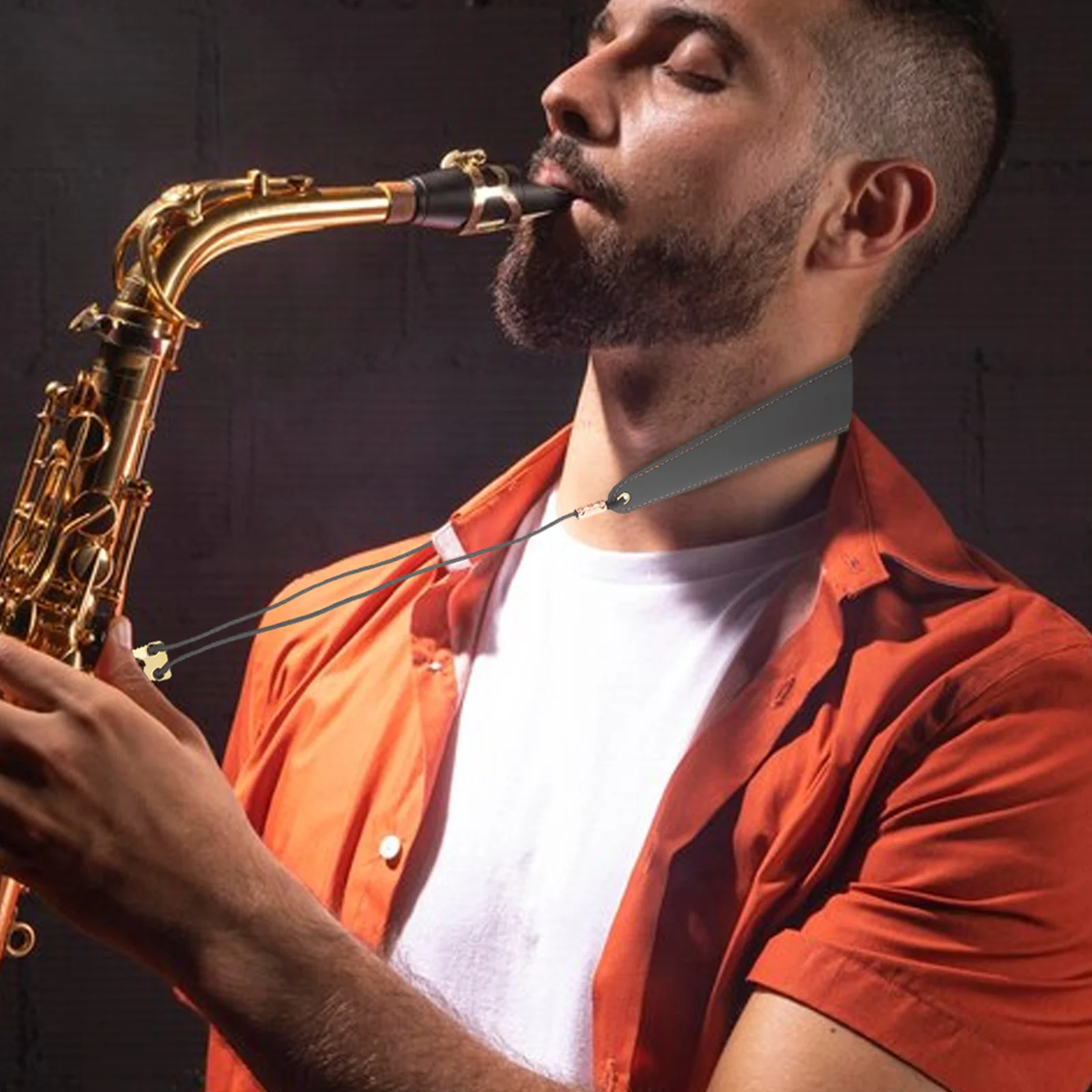 

Padded Instrument Neck Strap Adjustable Saxophone Shoulder Clarinet Black Musical Accessories