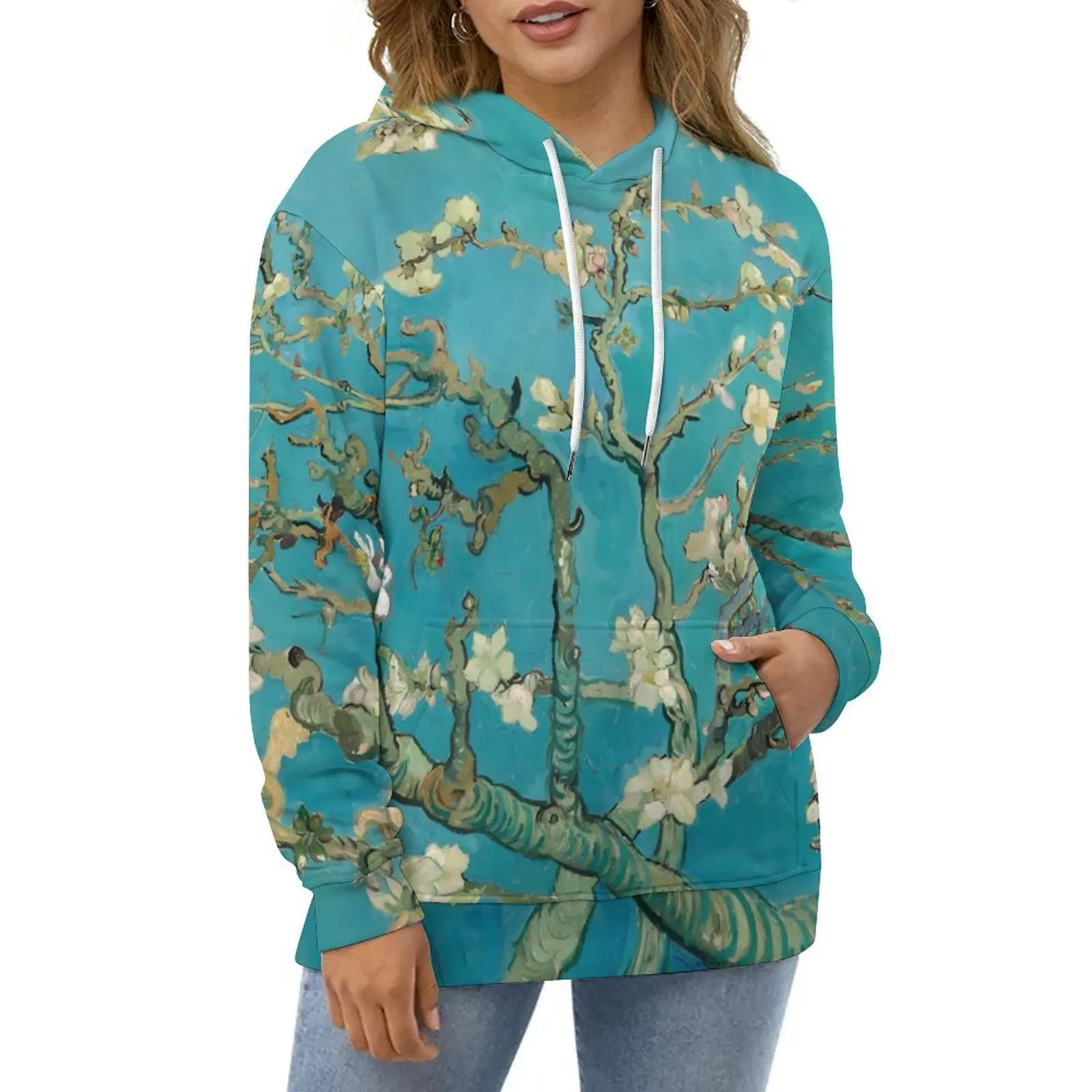 Vincent Van Gogh Casual Hoodies Almond Blossom Pullover Hoodie Female Long-Sleeve Harajuku Graphic Loose Oversized Clothing