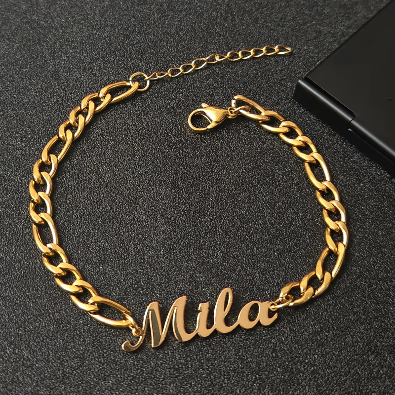 Immagine 4: Set di braccialetti con collana con nome personalizzato Set di gioielli con collana personalizzata in acciaio inossidabile Set di gioielli con ciondolo regalo