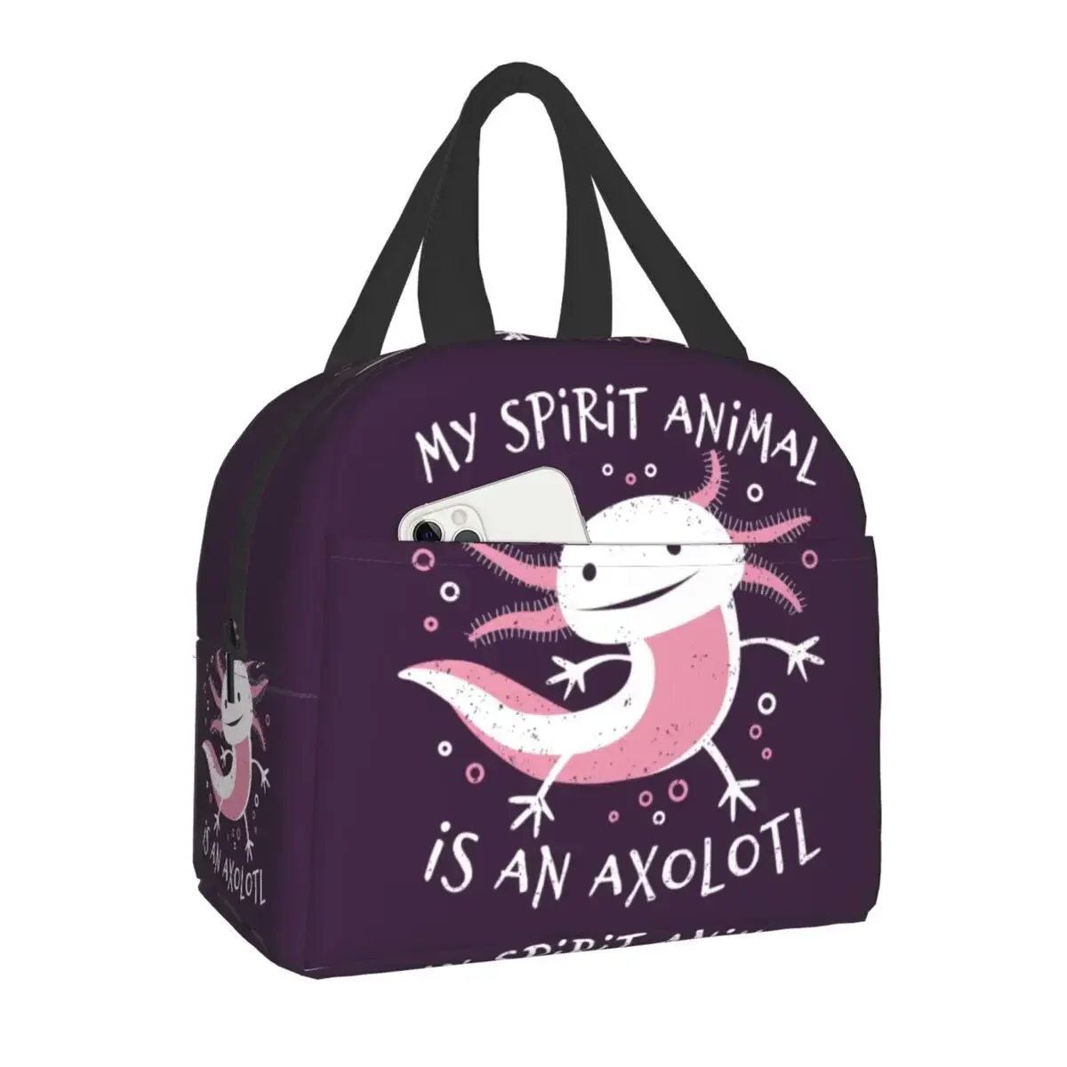 Simpatica borsa per il pranzo isolata Axolotl per l'ufficio scolastico Salamander Animal Thermal Cooler Lunch Box donna borse per alimenti per bambini