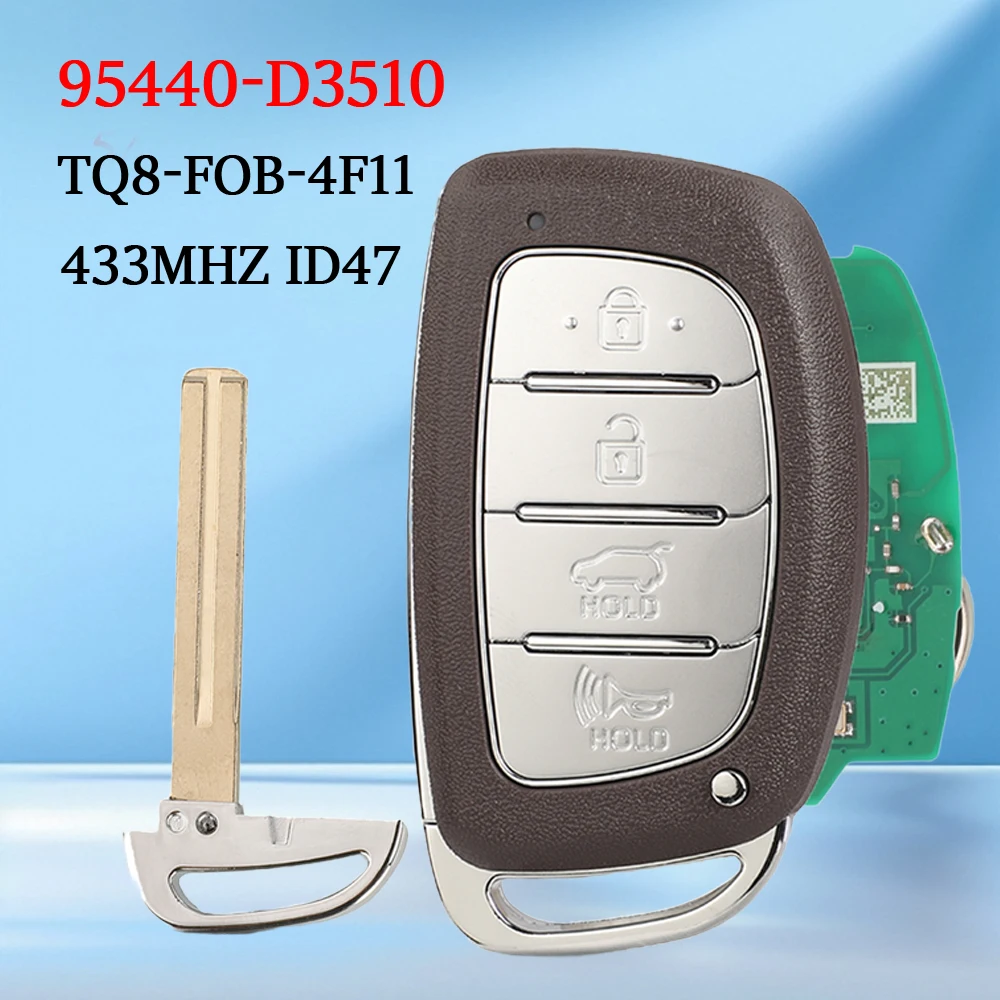 

Jingyuqin 95440-D3510 4 кнопки умный ключ от автомобиля удаленная карта без ключа 433 МГц ID47 чип для Hyundai Tucson 2018 2019 2020 TQ8-FOB-4F11