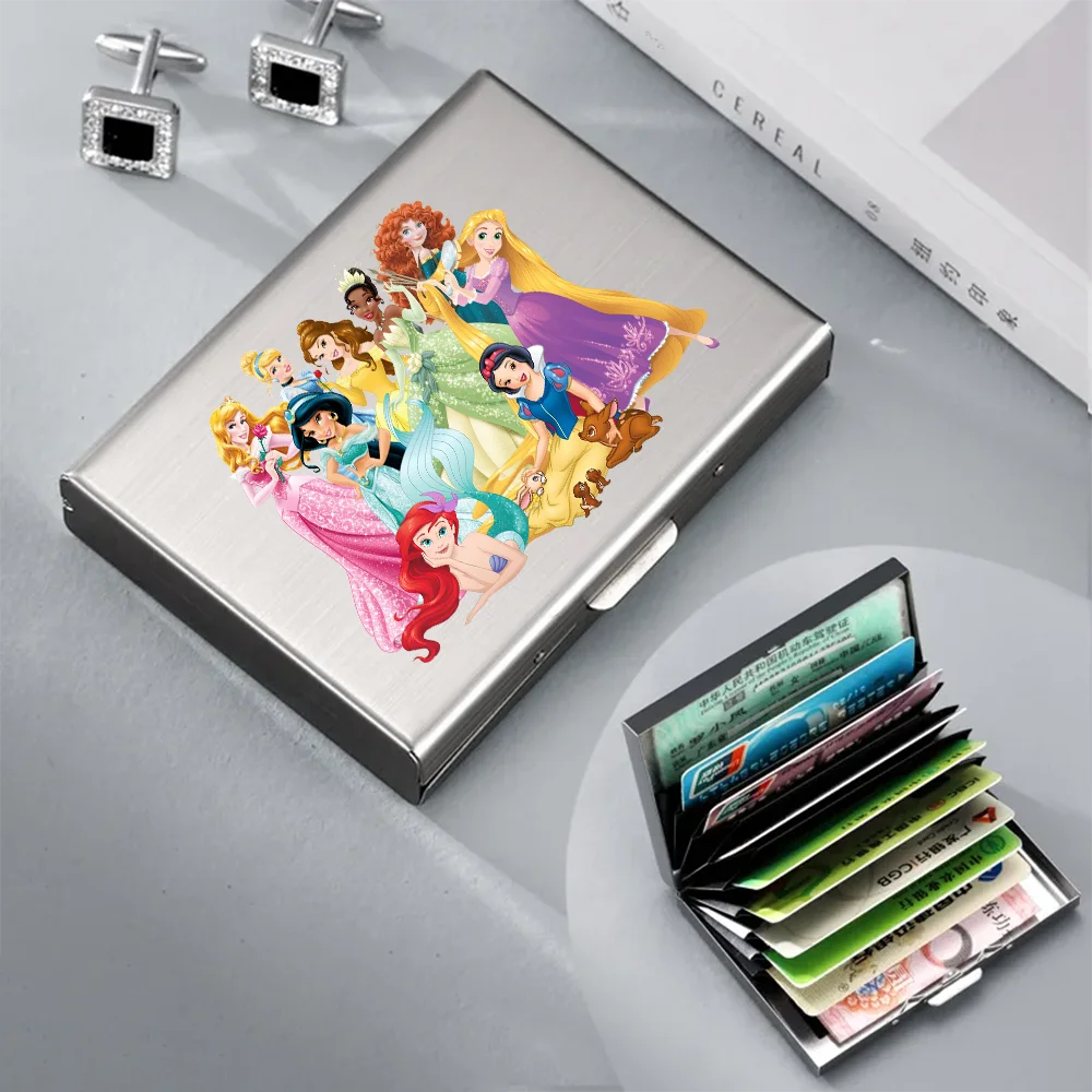 الأميرة الساخن بطاقة الائتمان المحفظة الرجال النساء الأعمال متعددة الوظائف سليم المحفظة حامل بطاقة الفولاذ المقاوم للصدأ 10 فتحات بطاقة هدية