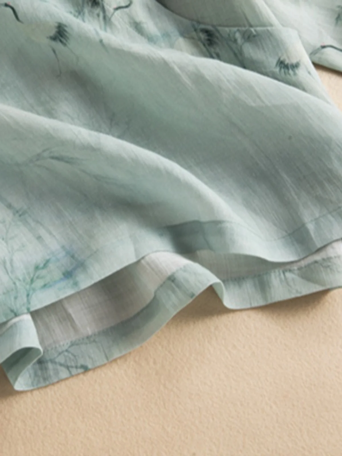 Camicetta da donna di grandi dimensioni in cotone e lino retrò cinese con bottoni e stampa, vestibilità ampia, per la mamma