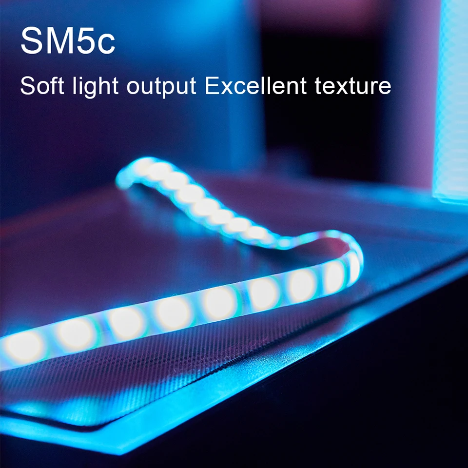 Amaran SM5c Smart RGBWW Full-color Pixel LED Light Strip 20W 3200-6500K with Built-In Microphone for Home Studio by Aputure