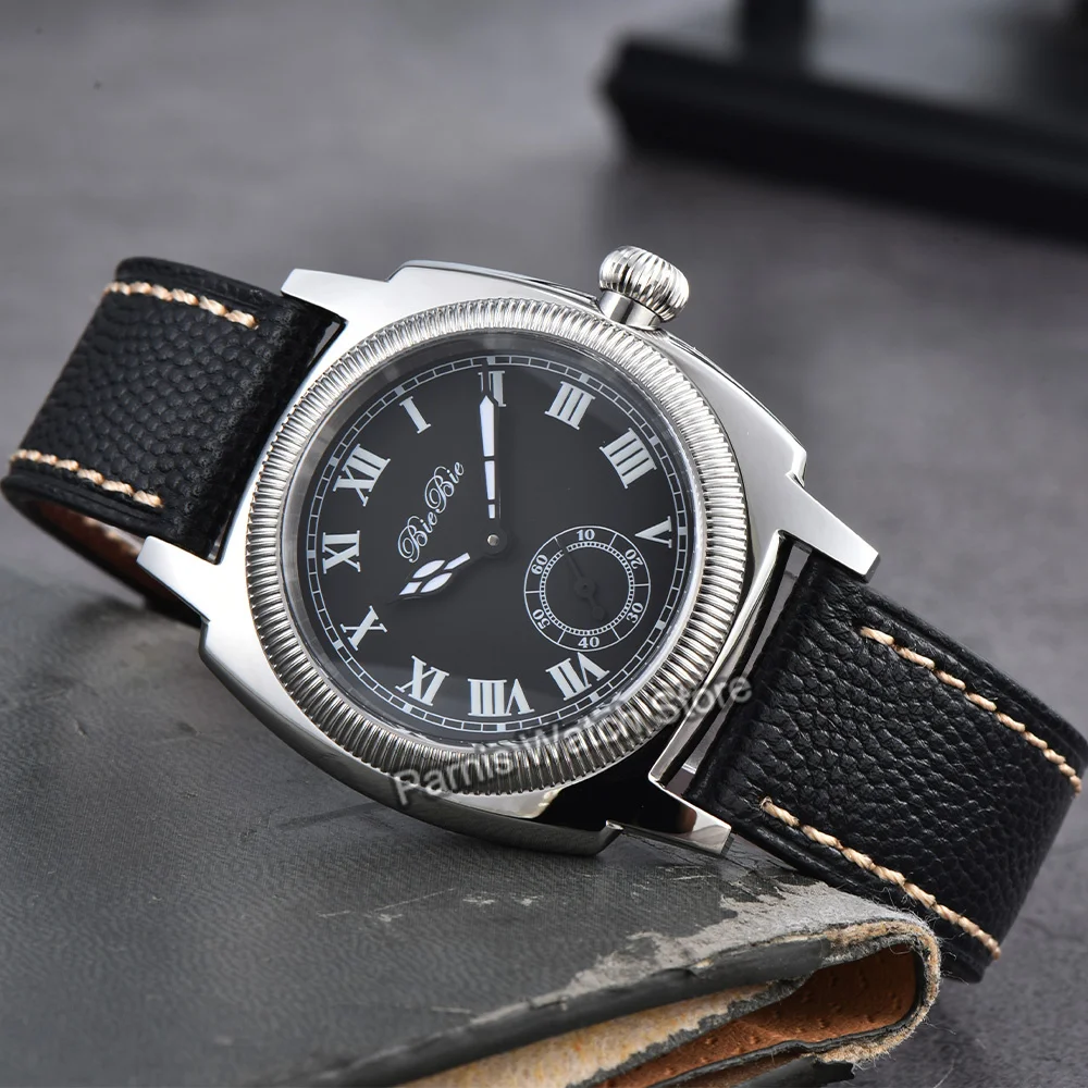 38 มม.สีเงินสแตนเลสสตีล 5ATM กันน้ํานาฬิกาผู้ชาย