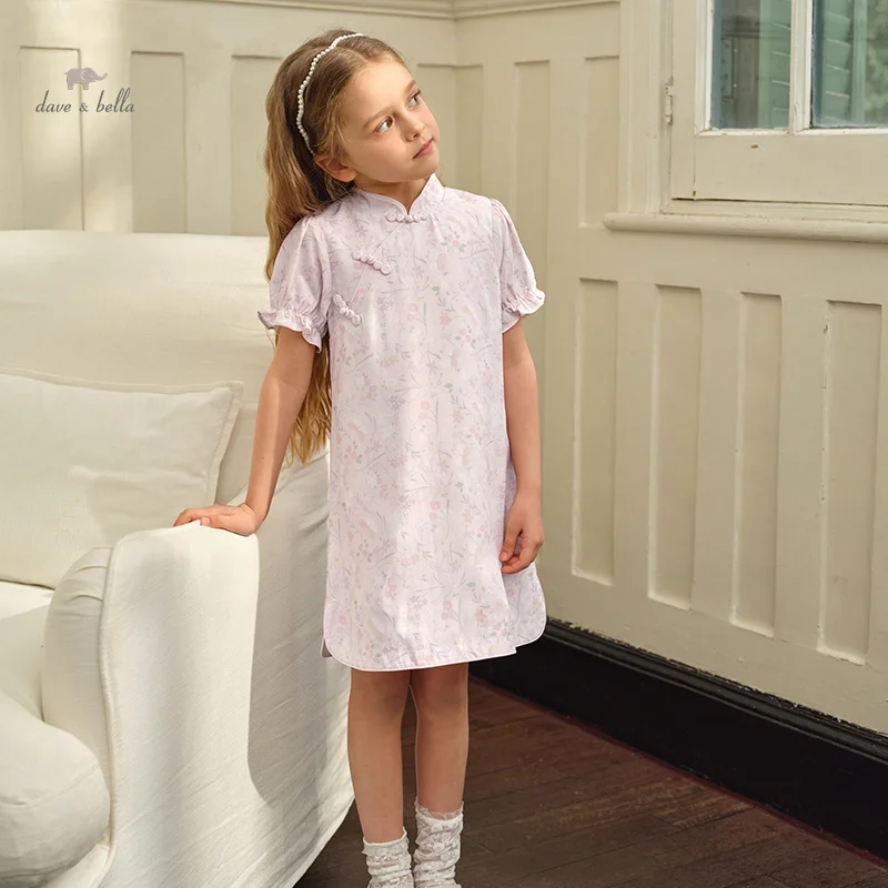 

Dave Bella Girl's Dress 2024 New Summer Children's Baby Floral Charm Classy Cute Sweet Short Sleeve Party Outdoor DK2240976